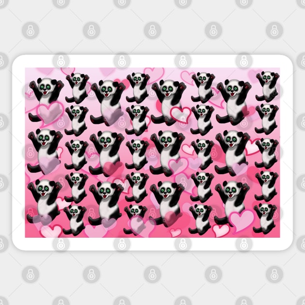 Pick me up panda pink hearts Sticker by cuisinecat